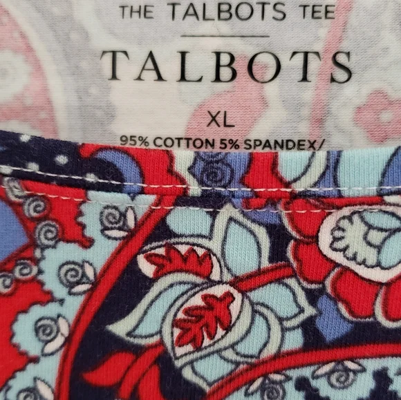 Talbots Women's Long Sleeve Paisley Top - Red, Blue, and Black - Picture 2 of 3